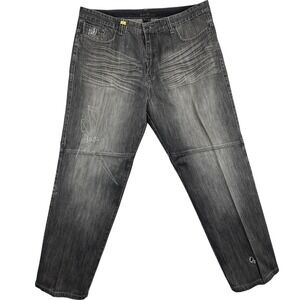 Mistkerl Originals Jeans‎ Mens 42 Gray Distressed Embroidered Baggy Streetwear